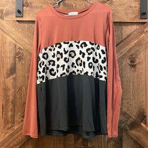 Blocked long sleeve blouse